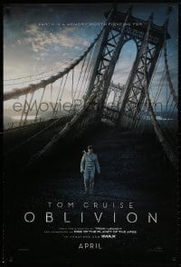 9w794 OBLIVION teaser DS 1sh 2013 Morgan Freeman, cool image of Tom Cruise on bridge!