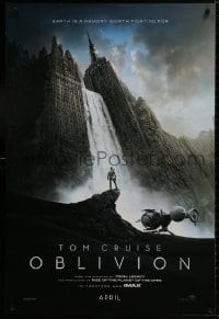 9w795 OBLIVION teaser DS 1sh 2013 Morgan Freeman, image of Tom Cruise & waterfall in city!