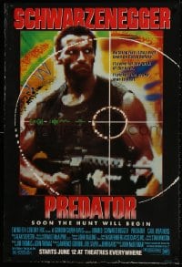 9w822 PREDATOR advance 1sh 1987 Arnold Schwarzenegger sci-fi, soon the hunt will begin!