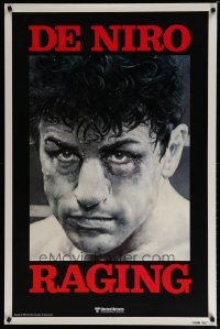 9w835 RAGING BULL teaser 1sh 1980 Martin Scorsese, classic close up boxing image of Robert De Niro!