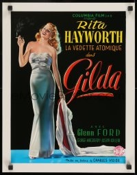 9w170 GILDA 15x20 REPRO poster 1990s sexy smoking Rita Hayworth full-length in sheath dress