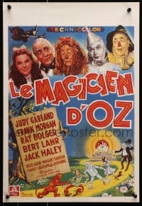 9w176 WIZARD OF OZ 15x21 Belgian REPRO poster 1980s art of Judy Garland, Ray Bolger, Lahr & Haley!