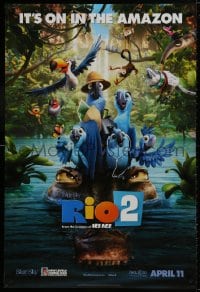 9w857 RIO 2 style B teaser DS 1sh 2014 wacky image of tourist birds, it's on in the Amazon!