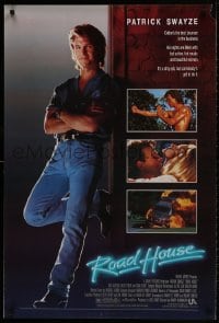 9w859 ROAD HOUSE 1sh 1989 full-length Patrick Swayze is the best bouncer in the business!