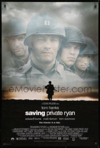 9w864 SAVING PRIVATE RYAN 1sh 1998 Spielberg, cast image of Tom Hanks, Tom Sizemore, Matt Damon!