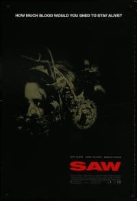 9w866 SAW DS 1sh 2004 Cary Elwes, Danny Glover, Monica Potter, gory serial killer horror!