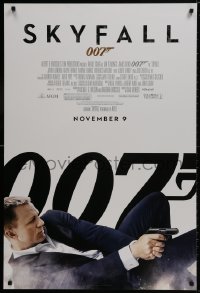 9w887 SKYFALL advance DS 1sh 2012 Daniel Craig as James Bond shooting gun on back, Adele style!