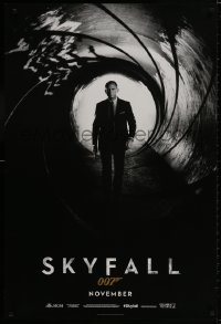 9w888 SKYFALL teaser DS 1sh 2012 November style, Daniel Craig as James Bond standing in gun barrel!