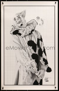 9w069 BILL NELSON 18x28 art print 1981 wild, completely different art of a clown by the artist!
