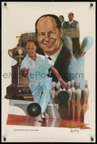 9w284 BILLY WELU 20x30 special poster 1960s great art of the bowling star, Lincoln-Mercury!