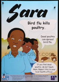9w285 BIRD FLU KILLS POULTRY 17x24 South African special poster 1990s art of worried children!