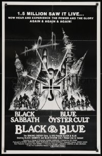 9w286 BLACK & BLUE 23x35 special poster 1980 Black Sabbath & Blue Oyster Cult, cool heavy metal art!