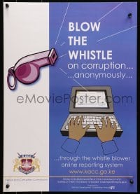 9w288 BLOW THE WHISTLE ON CORRUPTION 17x24 Kenyan special poster 2000s corruption/ethics violation!