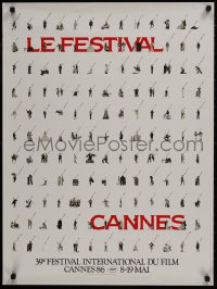 9w087 CANNES FILM FESTIVAL 1986 24x32 French film festival poster 1986 art of many stars and scenes