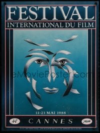 9w088 CANNES FILM FESTIVAL 1988 24x32 French film festival poster 1988 Cannes, cool artwork by Timbor Timar!