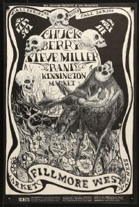 9w010 CHUCK BERRY/STEVE MILLER BAND/KENSINGTON MARKET 14x21 music poster 1968 artwork by Conklin!