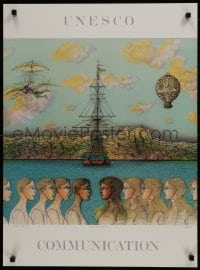 9w306 COMMUNICATION 22x30 French special poster 2000s art of people, ships & more by Jean Carzou!