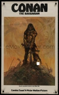 9w307 CONAN THE BARBARIAN 22x36 special poster 1980 classic barbarian art by Frank Frazetta!