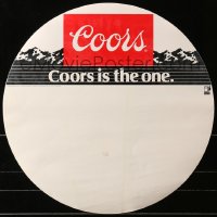 9w098 COORS 18x18 advertising poster 1985 Coors is the one, cool circle design, mountains!