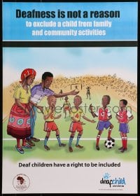 9w318 DEAF CHILD WORLDWIDE soccer/football style 17x24 special African poster 1990s soccer/football!