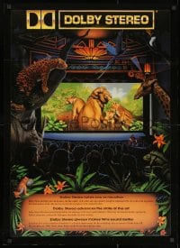 9w320 DOLBY DIGITAL 26x36 special poster 1990 artwork of jungle animals in theater!
