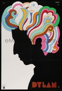 9w149 DYLAN 22x33 record album insert poster 1967 colorful silhouette art of Bob by Milton Glaser!