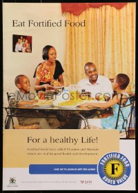 9w324 EAT FORTIFIED FOOD 17x23 African poster 2000s smiling family, for a healthy life!