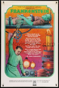9w102 FRANKENSTEIN 30x45 advertising poster 1974 cool Melo art of the monster and Doctor!