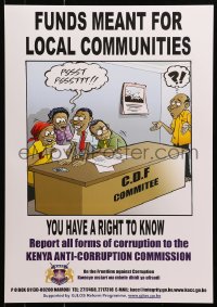 9w335 FUNDS MEANT FOR LOCAL COMMUNITIES 17x24 Kenyan special poster 2000s corruption/ethics violations!