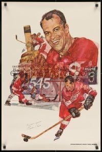 9w340 GORDIE HOWE 20x30 special poster 1960s great art of the hockey legend, Lincoln-Mercury!