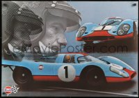 9w103 GULF PORSCHE 917 2-sided 24x34 Swiss advertising poster 1970s Jo Siffert & schematic of racer!