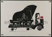 9w072 HAP GRIESHABER 24x34 German art print 1977 man playing piano on back of truck!