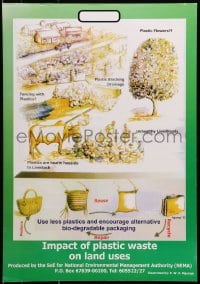 9w348 IMPACT OF PLASTIC WASTE ON LAND USES 17x24 Kenyan special poster 1990s use less plastic!