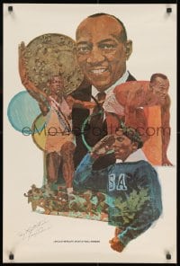 9w364 JESSE OWENS 20x30 special poster 1960s great art of the legendary athlete, Lincoln-Mercury!