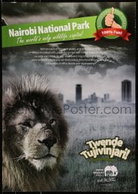 9w373 KENYA WILDLIFE SERVICE 17x24 Kenyan special poster 1990s Nairobi National Park, great lion!