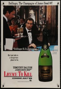 9w385 LICENCE TO KILL 27x39 special poster 1989 Timothy Dalton as James Bond w/ Bollinger champagne