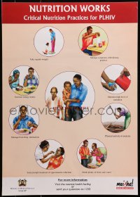 9w409 NUTRITION WORKS 17x24 African poster 1990s HIV/AIDS, people living with it stay healthy!