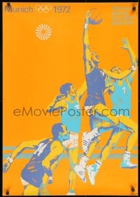 9w410 OLYMPISCHE SPIELE MUNCHEN 1972 24x33 German special poster 1971 basketball art by Muhlberger!