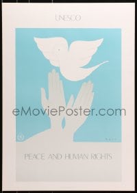 9w415 PEACE & HUMAN RIGHTS 18x25 French special poster 1990s Benn art of hands and a dove!