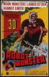 9w186 ROBOT MONSTER tv poster R1981 3-D, the worst movie ever, great wacky art!