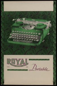 9w107 ROYAL 24x37 advertising poster 1930s great close-up art of a typewriter, it's portable!