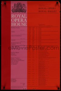 9w435 ROYAL OPERA HOUSE 20x30 English special poster 1970 covering December to January!