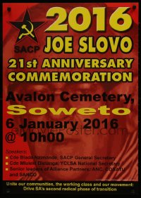 9w441 SACP 24x33 South African special poster 2016 South African Communist Party, Joe Slovo!