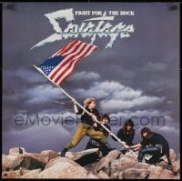 9w160 SAVATAGE 24x24 music poster 1986 Fight for the Rock, raising the flag at Iwo Jima parody!