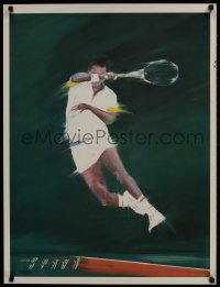 9w084 VICTOR SPAHN 26x34 French art print 1980s great art of tennis player swinging racket!