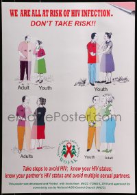 9w490 WE ARE ALL AT RISK OF HIV INFECTION 17x24 African poster 2010 AIDS, don't take the risk!