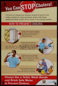 9w497 YOU CAN STOP CHOLERA 20x30 special poster 1990s always use a toilet and wash your hands!