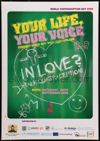 9w498 YOUR LIFE YOUR VOICE 17x24 Kenyan poster 2009 AIDS/HIV, in love - talk contraception!