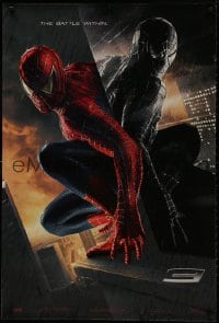 9w901 SPIDER-MAN 3 teaser DS 1sh 2007 Raimi, the battle within, Maguire, black/red suits, textured!