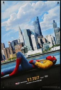 9w903 SPIDER-MAN: HOMECOMING teaser DS 1sh 2017 Holland in the title role, New York City skyline!
